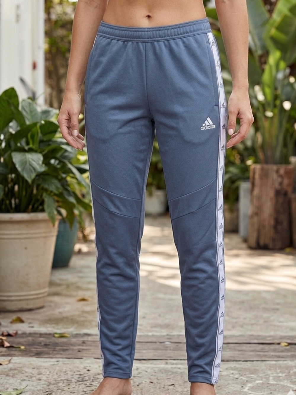 adidas Youth Slate Blue Joggers with White Logo Tape